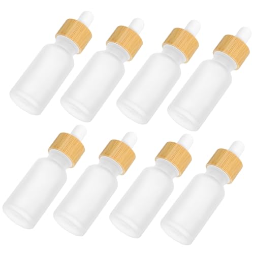 AUTSUPPL 8 Stück Teiliges Mattierte Glasflaschen mit Präzisem Tropfer Pipette Auslaufsichere Ätherische Ölbehälter mit Bambusring für Aromatherapie Kosmetik und Duftöle von AUTSUPPL