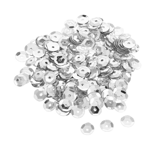 AUTSUPPL 800 Stück Runde Silberne Pailletten mit Schimmernde Pvc sequins für Basteln DIY Schmuck Armbänder Kleidung Vielseitige Dekorative Glitzerperlen für Erwachsene von AUTSUPPL