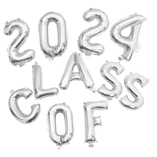 AUTSUPPL Abschluss Party Luftballons Silber Glänzend Class Of Folienballons Dekoration Abschlussfeier Partyzubehör für Festliche Szenengestaltung von AUTSUPPL