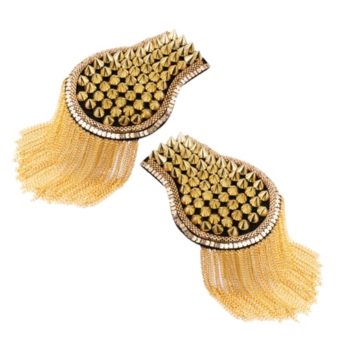 AUTSUPPL Goldene Handgefertigte Schulterklappen mit Quasten Nietenverzierung Elegante Epauletten für Anzüge und Kostümzubehör Modische Broschen für Damen und Herren Vielseitig Kombinierbar von AUTSUPPL