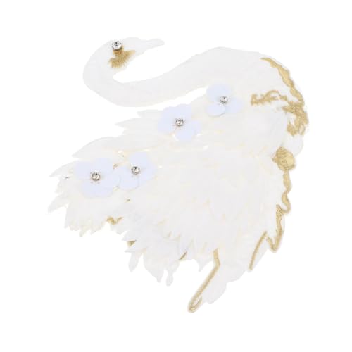 AUTSUPPL Großer Bestickter Schwan Applikation Aufnäher Blumenmuster Nähpatches für Kleidung DIY Stoffverzierung Baumwollstoff Geeignet Langlebig und Vielseitig Einsetzbar von AUTSUPPL