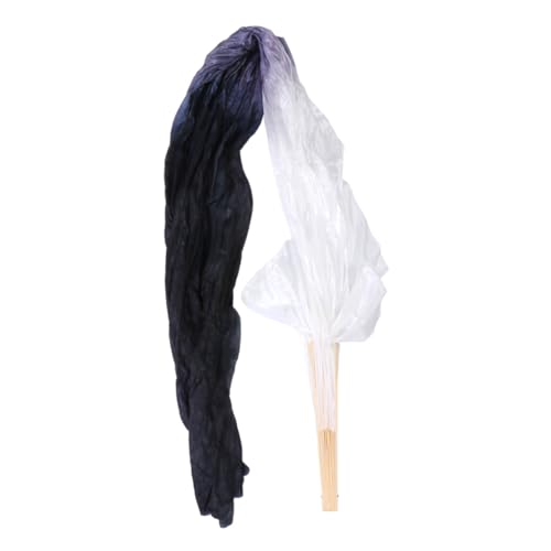 AUTSUPPL Langer Bauchtanz-fächer mit Verlängerter Seide und Holz Farbverlaufend Weiß--schwarz Flexible Faltbare Tanzschleier für Damen und Erwachsene AUTSUPPL Langer Bauchtanz-fächer mit Verlängerter Seide und Holz Farbverlaufend Weiß--schwarz Flexible Faltbare Tanzschleier für Damen und Erwachsene von AUTSUPPL