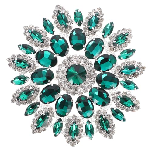 AUTSUPPL Strass Brosche zum Aufnähen Ab Farbverlauf Grüner Strassstein mit Silberfassung DIY Applikation Patch für Kleidung Jeans Rucksäcke Bastelbedarf Reparatur und Dekoration von AUTSUPPL