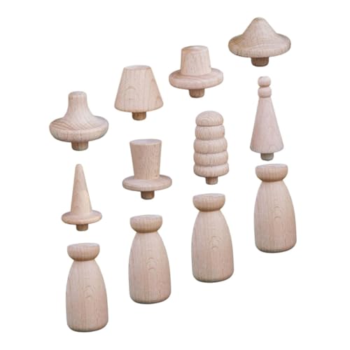 AUTSUPPL Teiliges DIY Holzpuppen Bastelset aus Blankem Unbehandeltem Holz mit Puppenkörpern und Austauschbaren Hüten Sichere Glatte Oberfläche zum Bemalen und Dekorieren für Bastelfans von AUTSUPPL