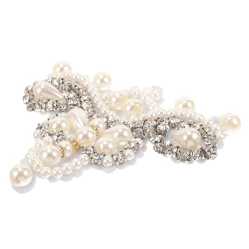 AUTSUPPL Wasserfeste DIY Strass perlen Blumenaufnäher Weißer Schmuck Patch zum Aufbügeln für Kleidung Schuhe Hüte Dekoration von AUTSUPPL