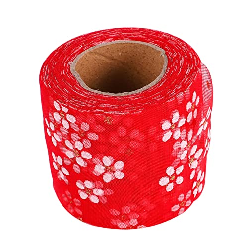 DIY Mullband mit Kleinen Pflaumenblüten Rotes Gauze Band für Kleidung und Kopfschmuck Yards Handgefertigt für Dekoration und Bastelarbeiten DIY Mullband mit Kleinen Pflaumenblüten Rotes Gauze Band für Kleidung und Kopfschmuck Yards Handgefertigt für Dekoration und Bastelarbeiten von AUTSUPPL