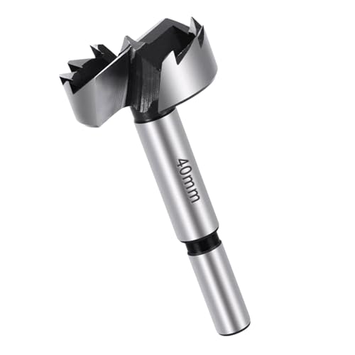 Forstner-Bit, runder Schaft-Bohrer, Forstnerbohrer 40 mm für Holz, Zubehörbohrer, ideal für saubere Löcher mit flachem Boden in Holz (Silber) von AUTUUCKEE