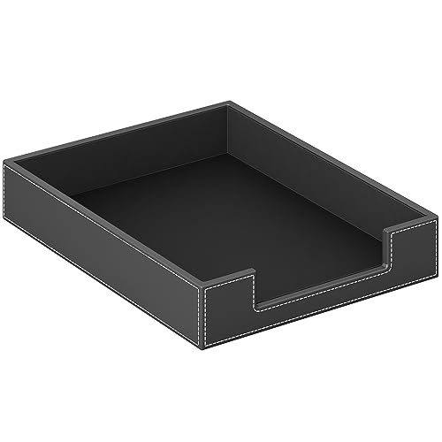 AUVAHOX Leder-Briefablage, eleganter Schreibtisch-Organizer für Bürobedarf, Post, Papier, Akten, Zeitschriften, perfekter Platzsparer für den Schreibtisch – Schwarz von AUVAHOX