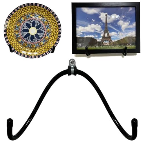 Wandhalterung aus Metall, schwarz, Staffelei, Fotohalter, Ständer, zeigt Bilderrahmen, dekorative Teller, Tablet und Kunst, Heimdekoration, kommt mit Dübeln und Schrauben. Wandhalterung aus Metall, schwarz, Staffelei, Fotohalter, Ständer, zeigt Bilderrahmen, dekorative Teller, Tablet und Kunst, Heimdekoration, kommt mit Dübeln und Schrauben. von AUXPhome