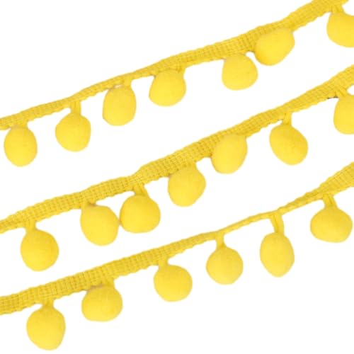 AUklOPVZZ Praktisches Band mit Bommelbesatz, Kugelfransen, breite Anwendung, mehrere Farben erhältlich, Polyester, 5 Yards, Bommelspitze, einfach, Gelb AUklOPVZZ Praktisches Band mit Bommelbesatz, Kugelfransen, breite Anwendung, mehrere Farben erhältlich, Polyester, 5 Yards, Bommelspitze, einfach, Gelb von AUklOPVZZ