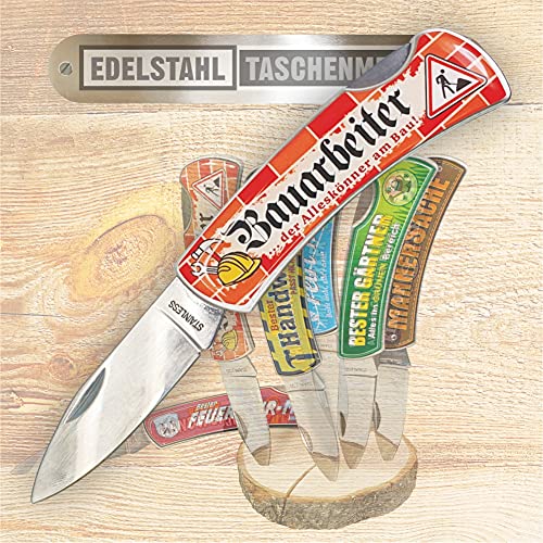 AV Andrea Verlag Taschenmesser Klappmesser - Bauarbeiter, der Alleskönner am Bau - Edelstahl Klinge | Geschenkidee Geschenk für Männer | Outdoor Messer AV Andrea Verlag Taschenmesser Klappmesser - Bauarbeiter, der Alleskönner am Bau - Edelstahl Klinge | Geschenkidee Geschenk für Männer | Outdoor Messer von AV Andrea Verlag