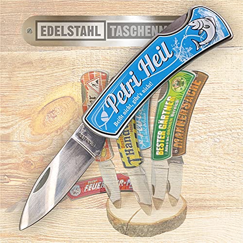 AV Andrea Verlag Taschenmesser Klappmesser - Petri Heil, beißt nicht gibts nicht - Bester Angler Edelstahl Klinge | Geschenkidee Geschenk für Männer | Outdoor Messer AV Andrea Verlag Taschenmesser Klappmesser - Petri Heil, beißt nicht gibts nicht - Bester Angler Edelstahl Klinge | Geschenkidee Geschenk für Männer | Outdoor Messer von AV Andrea Verlag