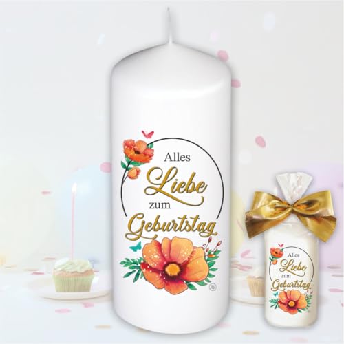 Stumpenkerze Kerze - Alles liebe zum Geburtstag - Für Dich | bunte moderne Motive Farben auf Tattoofolie für Kerzen | mit Geschenkfolie und goldener Schleife | Geburtstagkerze in Geschenkverpackung Stumpenkerze Kerze - Alles liebe zum Geburtstag - Für Dich | bunte moderne Motive Farben auf Tattoofolie für Kerzen | mit Geschenkfolie und goldener Schleife | Geburtstagkerze in Geschenkverpackung von AV Andrea Verlag