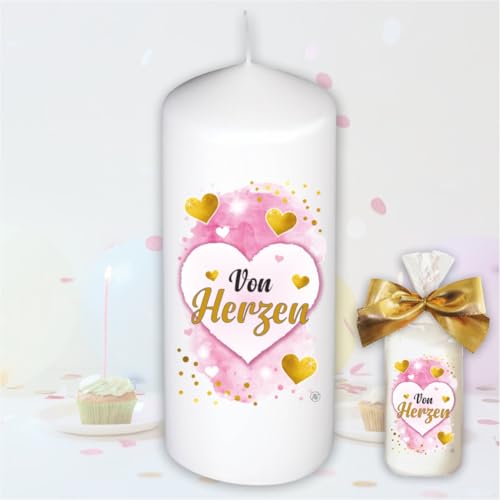 Stumpenkerze Kerze - Von Herzen - Für Dich | bunte moderne Motive Farben auf Tattoofolie für Kerzen | mit Geschenkfolie und goldener Schleife | Geburtstagkerze in Geschenkverpackung Stumpenkerze Kerze - Von Herzen - Für Dich | bunte moderne Motive Farben auf Tattoofolie für Kerzen | mit Geschenkfolie und goldener Schleife | Geburtstagkerze in Geschenkverpackung von AV Andrea Verlag