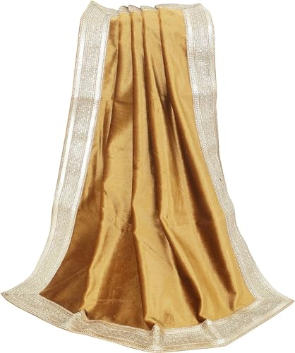 AVA Collections Samtstoff mit goldener glänzender Bordüre, Aasan Pooja Puja Tuch Poojan Tischdecke, Heiliger Stoff, Altar, Tarot-Tischdecke, Wahrsagung, Wicca, Samtstoff (Gold, 45,7 x 45,7 cm) von AVA Collections