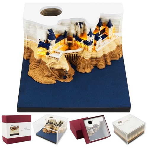 3D-Notizblock, 2025 Schreibtisch Kalender 3D Memo Pad Papier mit Licht und Stifthalter 3D Magic Castle Wochenkalender Notizblock,Papierskulptur,Schnitzen Reißbar Kreative Memo Kalender für Dekoration 3D-Notizblock, 2025 Schreibtisch Kalender 3D Memo Pad Papier mit Licht und Stifthalter 3D Magic Castle Wochenkalender Notizblock,Papierskulptur,Schnitzen Reißbar Kreative Memo Kalender für Dekoration von AVCXEC
