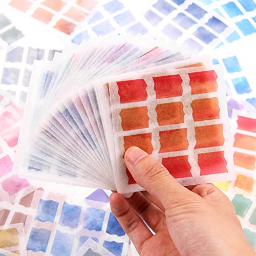 300 Stück (25 Blatt) Watercolor Washi-Aufkleber, 12 mm*18 mm Beschreibbarer Etiketten Aufkleber/Stickers zum Markieren, Dokumenten, Memo, Index von AVECMOI