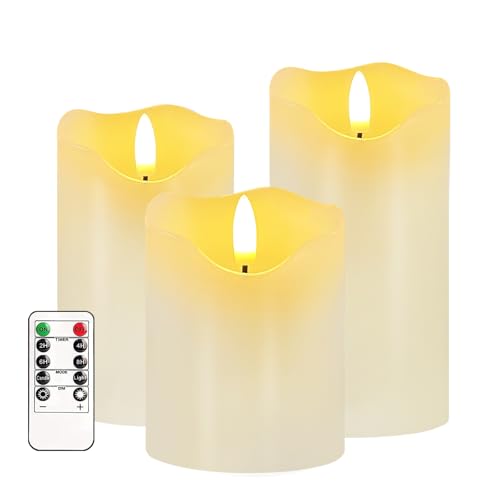 AVEKI Weiße Flackernde Flamme Kerzen Sets für Frauen Geschenk, 3er-Set Led Kerzen mit Timerfunktion & Fernbedienung, Batteriebetrieben Elektrische Kerzen Stumpenkerzen Creme für Weihnachten (Weiß) AVEKI Weiße Flackernde Flamme Kerzen Sets für Frauen Geschenk, 3er-Set Led Kerzen mit Timerfunktion & Fernbedienung, Batteriebetrieben Elektrische Kerzen Stumpenkerzen Creme für Weihnachten (Weiß) von AVEKI