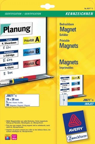 Magnet-Schilder Ink-Jet Etikett 78X28 J8871-5 90St Zweckform von AVERY DENNISON ZWECKFORM