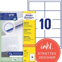 1.000 AVERY Zweckform Etiketten weiß 97,0 x 55,0 mm 1.000 AVERY Zweckform Etiketten weiß 97,0 x 55,0 mm von AVERY Zweckform
