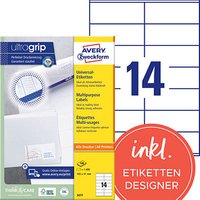 1.400 AVERY Zweckform Etiketten 3477 weiß 105,0 x 41,0 mm 1.400 AVERY Zweckform Etiketten 3477 weiß 105,0 x 41,0 mm von AVERY Zweckform