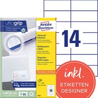 1.400 AVERY Zweckform Etiketten 3653 weiß 105,0 x 42,3 mm 1.400 AVERY Zweckform Etiketten 3653 weiß 105,0 x 42,3 mm von AVERY Zweckform