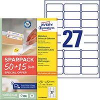 1.755 AVERY Zweckform Etiketten weiß 63,5 x 29,6 mm 1.755 AVERY Zweckform Etiketten weiß 63,5 x 29,6 mm von AVERY Zweckform