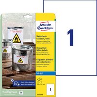 10 AVERY Zweckform wetterfeste Folienetiketten J4775-10 weiß 210,0 x 297,0 mm von AVERY Zweckform