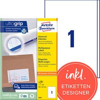 100 AVERY Zweckform Etiketten 3418 weiß 200,0 x 297,0 mm 100 AVERY Zweckform Etiketten 3418 weiß 200,0 x 297,0 mm von AVERY Zweckform
