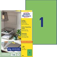 100 AVERY Zweckform Etiketten 3472 grün 210,0 x 297,0 mm von AVERY Zweckform