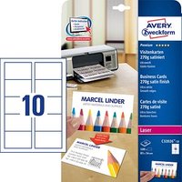 100 AVERY Zweckform Visitenkarten C32026-10 satiniert weiß 270 g/qm 100 AVERY Zweckform Visitenkarten C32026-10 satiniert weiß 270 g/qm von AVERY Zweckform
