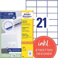 2.100 AVERY Zweckform Etiketten 3481 weiß 70,0 x 41,0 mm 2.100 AVERY Zweckform Etiketten 3481 weiß 70,0 x 41,0 mm von AVERY Zweckform