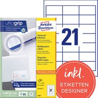 2.100 AVERY Zweckform Etiketten 3670 weiß 64,0 x 36,0 mm 2.100 AVERY Zweckform Etiketten 3670 weiß 64,0 x 36,0 mm von AVERY Zweckform