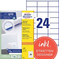 2.400 AVERY Zweckform Etiketten 3422 weiß 70,0 x 35,0 mm 2.400 AVERY Zweckform Etiketten 3422 weiß 70,0 x 35,0 mm von AVERY Zweckform