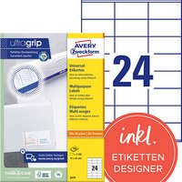 2.400 AVERY Zweckform Etiketten 3475 weiß 70,0 x 36,0 mm 2.400 AVERY Zweckform Etiketten 3475 weiß 70,0 x 36,0 mm von AVERY Zweckform