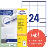 2.400 AVERY Zweckform Etiketten 3658 weiß 64,6 x 33,8 mm 2.400 AVERY Zweckform Etiketten 3658 weiß 64,6 x 33,8 mm von AVERY Zweckform