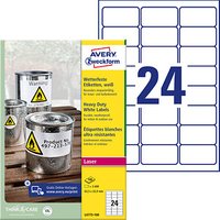 2.400 AVERY Zweckform wetterfeste Folienetiketten L4773-100 weiß 63,5 x 33,9 mm von AVERY Zweckform