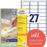 2.700 AVERY Zweckform Etiketten L4737REV-100 weiß 63,5 x 29,6 mm 2.700 AVERY Zweckform Etiketten L4737REV-100 weiß 63,5 x 29,6 mm von AVERY Zweckform