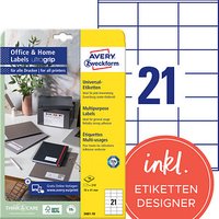210 AVERY Zweckform Etiketten 3481-10 weiß 70,0 x 41,0 mm 210 AVERY Zweckform Etiketten 3481-10 weiß 70,0 x 41,0 mm von AVERY Zweckform