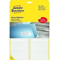 240 AVERY Zweckform Adressetiketten 3350 weiß 95,0 x 47,0 mm 240 AVERY Zweckform Adressetiketten 3350 weiß 95,0 x 47,0 mm von AVERY Zweckform