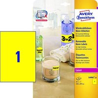 25 AVERY Zweckform Etiketten L6006-25 gelb 210,0 x 297,0 mm 25 AVERY Zweckform Etiketten L6006-25 gelb 210,0 x 297,0 mm von AVERY Zweckform
