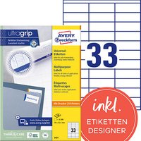 3.300 AVERY Zweckform Etiketten 3421 weiß 70,0 x 25,4 mm 3.300 AVERY Zweckform Etiketten 3421 weiß 70,0 x 25,4 mm von AVERY Zweckform