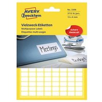 3.712 AVERY Zweckform Etiketten 3306 weiß 13,0 x 8,0 mm 3.712 AVERY Zweckform Etiketten 3306 weiß 13,0 x 8,0 mm von AVERY Zweckform