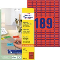 3.780 AVERY Zweckform Etiketten L6036-20 rot 25,4 x 10,0 mm 3.780 AVERY Zweckform Etiketten L6036-20 rot 25,4 x 10,0 mm von AVERY Zweckform
