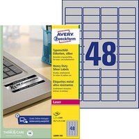 4.800 AVERY Zweckform Typenschildetiketten L6009-100 silber 45,7 x 21,2 mm von AVERY Zweckform