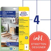 40 AVERY Zweckform Etiketten LR3483-10 weiß 105,0 x 148,0 mm 40 AVERY Zweckform Etiketten LR3483-10 weiß 105,0 x 148,0 mm von AVERY Zweckform