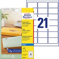 525 AVERY Zweckform Folien-Adressetiketten J8560-25 transparent 63,5 x 38,1 mm von AVERY Zweckform