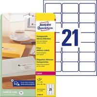 525 AVERY Zweckform Folien-Adressetiketten L7560-25 transparent 63,5 x 38,1 mm von AVERY Zweckform