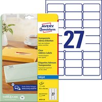 675 AVERY Zweckform Folien-Adressetiketten J4721-25 transparent 63,5 x 29,6 mm von AVERY Zweckform