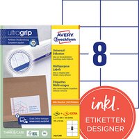 1.760 AVERY Zweckform Etiketten 3427-200 weiß 105,0 x 74,0 mm 1.760 AVERY Zweckform Etiketten 3427-200 weiß 105,0 x 74,0 mm von AVERY Zweckform